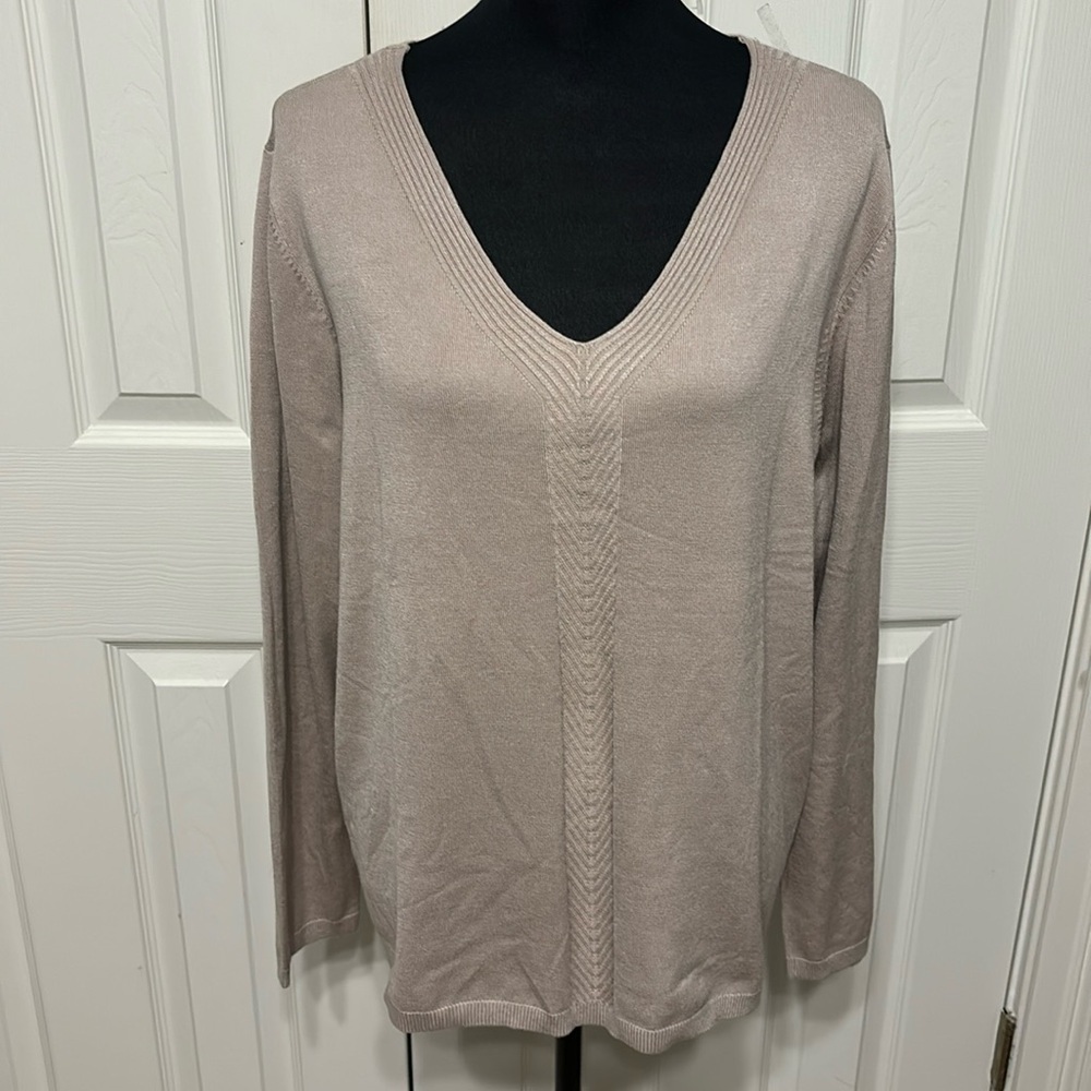 Lety & Me Plus Eulalia V Neck Sweater